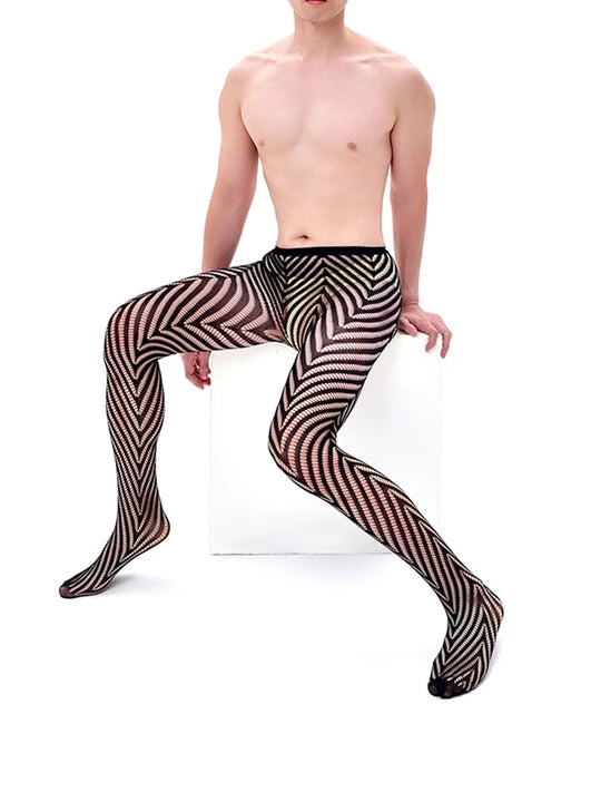 Men's See-through Erotic Fishnet Pantyhose - CW023 - YDressup