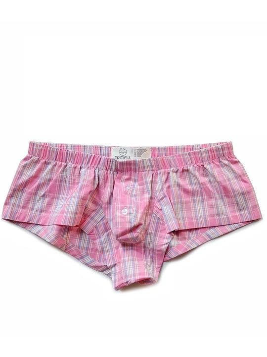 Low Rise Sexy Plaid Home Boxer Briefs - PJK001