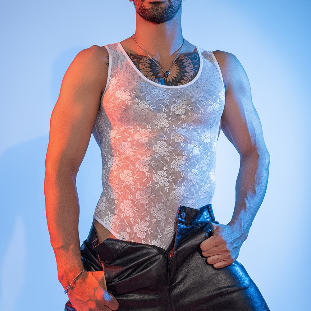 Men’s See-Through Lace Bodysuit - LTY064