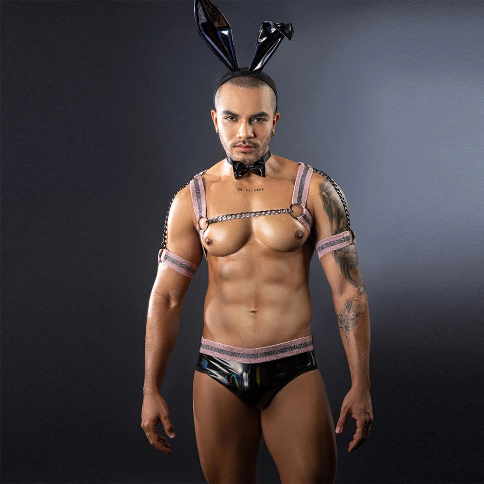Men’s Butler/Bunny Harness and Wet Look Costume - ZF038 - YDressup