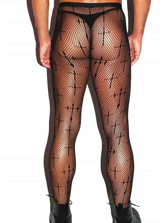 Men's Cross Pattern Fishnet Pantyhose - CW020 - YDressup