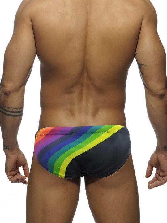 Men's Rainbow Print Low Waist Triangle Swim Briefs - YK014 - YDressup