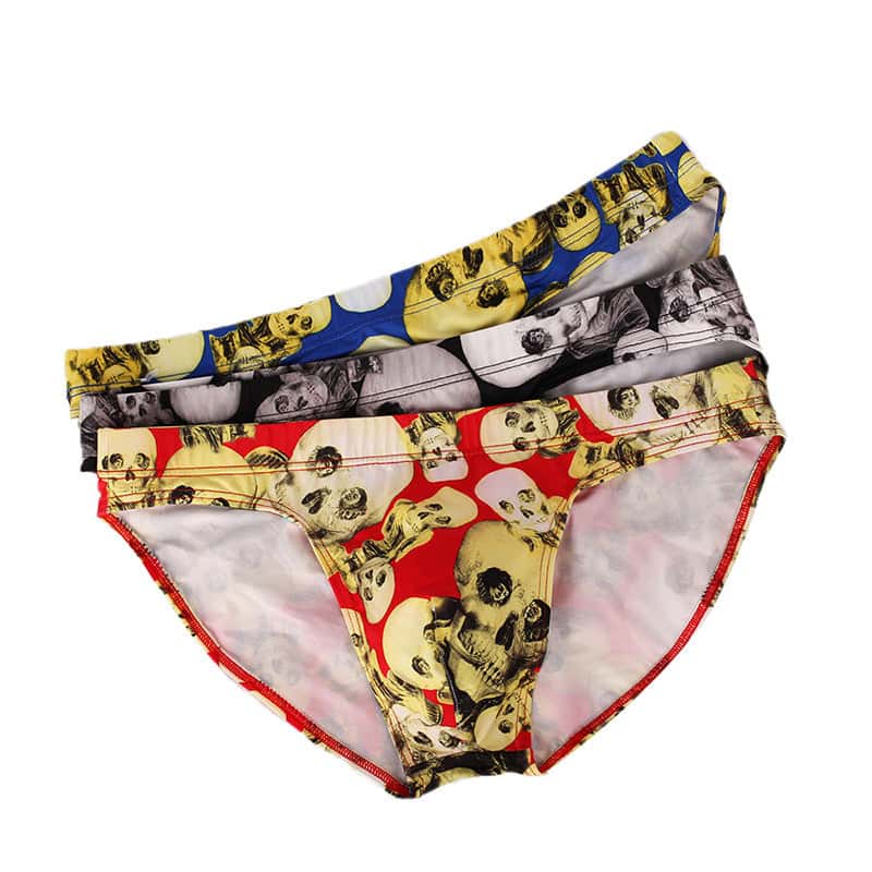 Men's Skinny Skull Print Swim Briefs - YK039 - YDressup