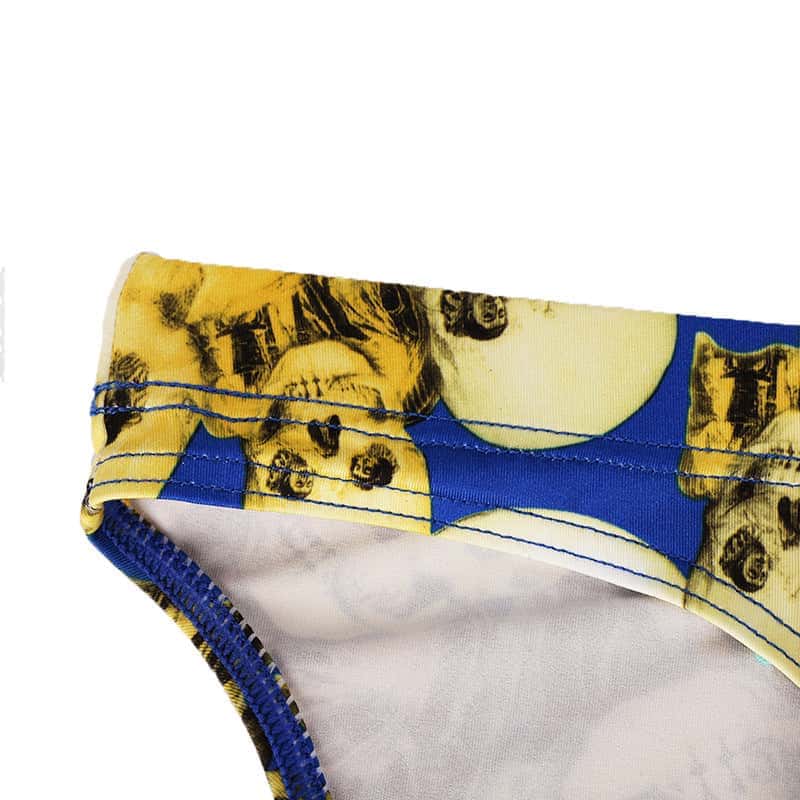 Men's Skinny Skull Print Swim Briefs - YK039 - YDressup