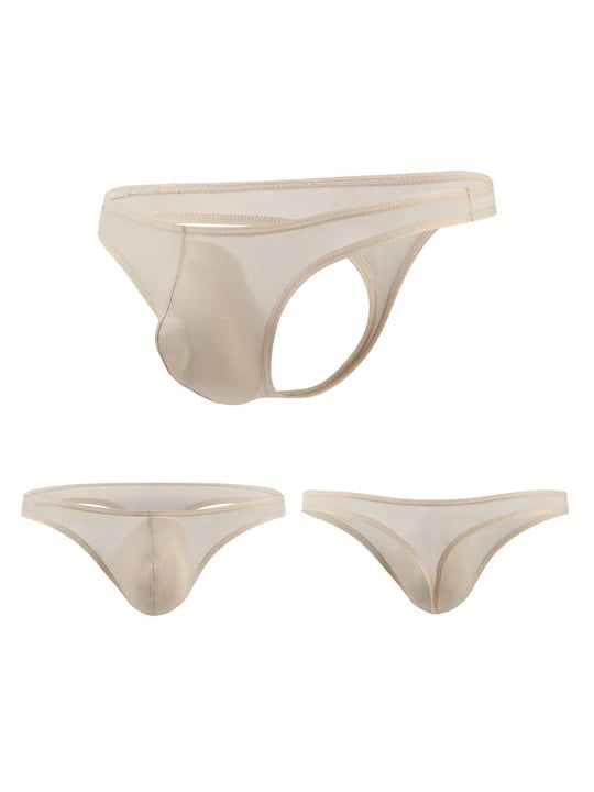 Men's Ice Silk Nylon Low-Rise Thong - DZK011 - YDressup