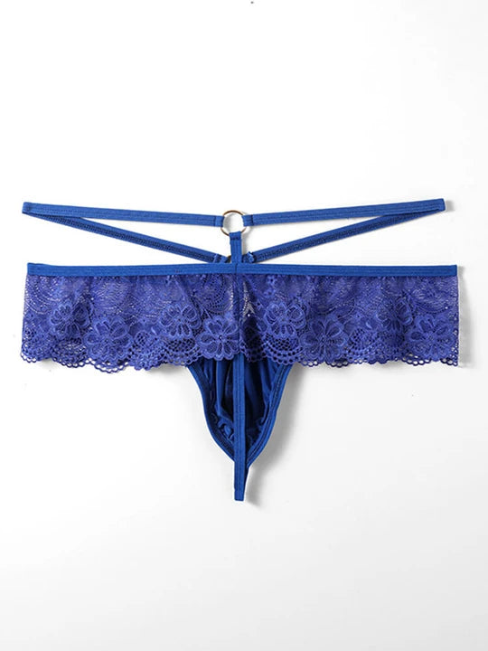 Men's Floral Lace Thong - Nylon & Spandex Stretch - GZK001 - YDressup