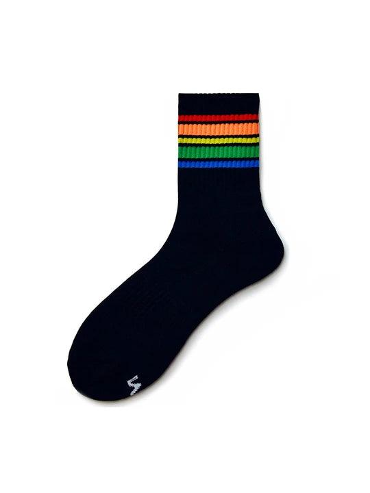 D.M Rainbow Striped Sports Cotton Socks - WZ002