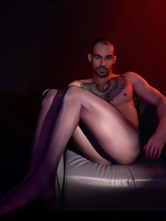 Men's Glossy Skin Tight Sheer Pantyhose - CW025 - YDressup