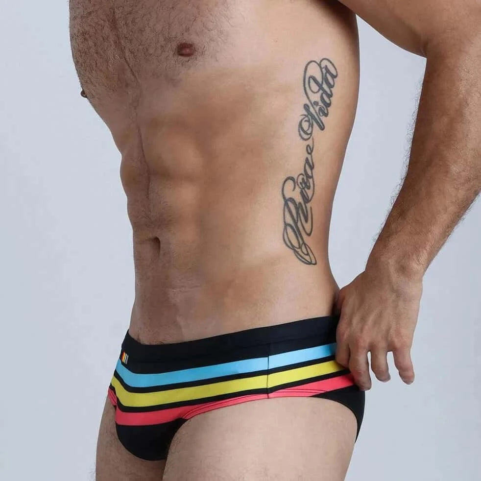 Vibrant Stripes Swim Briefs - YK042 - YDressup