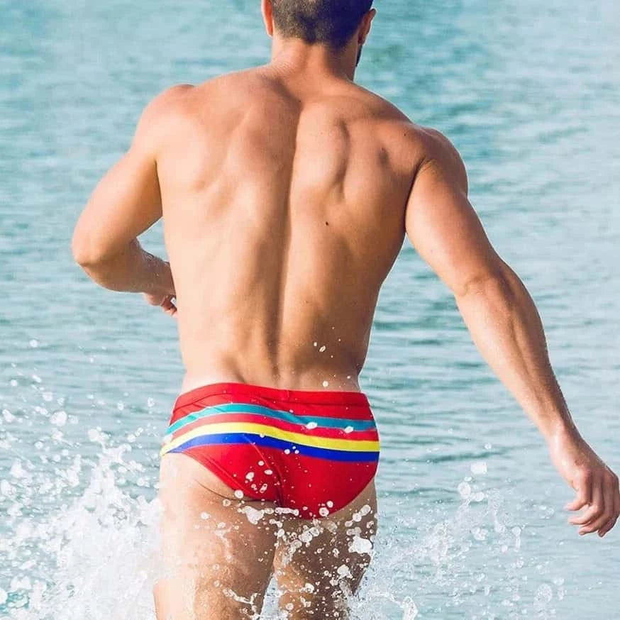 Vibrant Stripes Swim Briefs - YK042 - YDressup