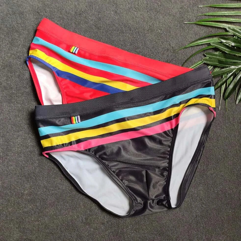 Vibrant Stripes Swim Briefs - YK042 - YDressup