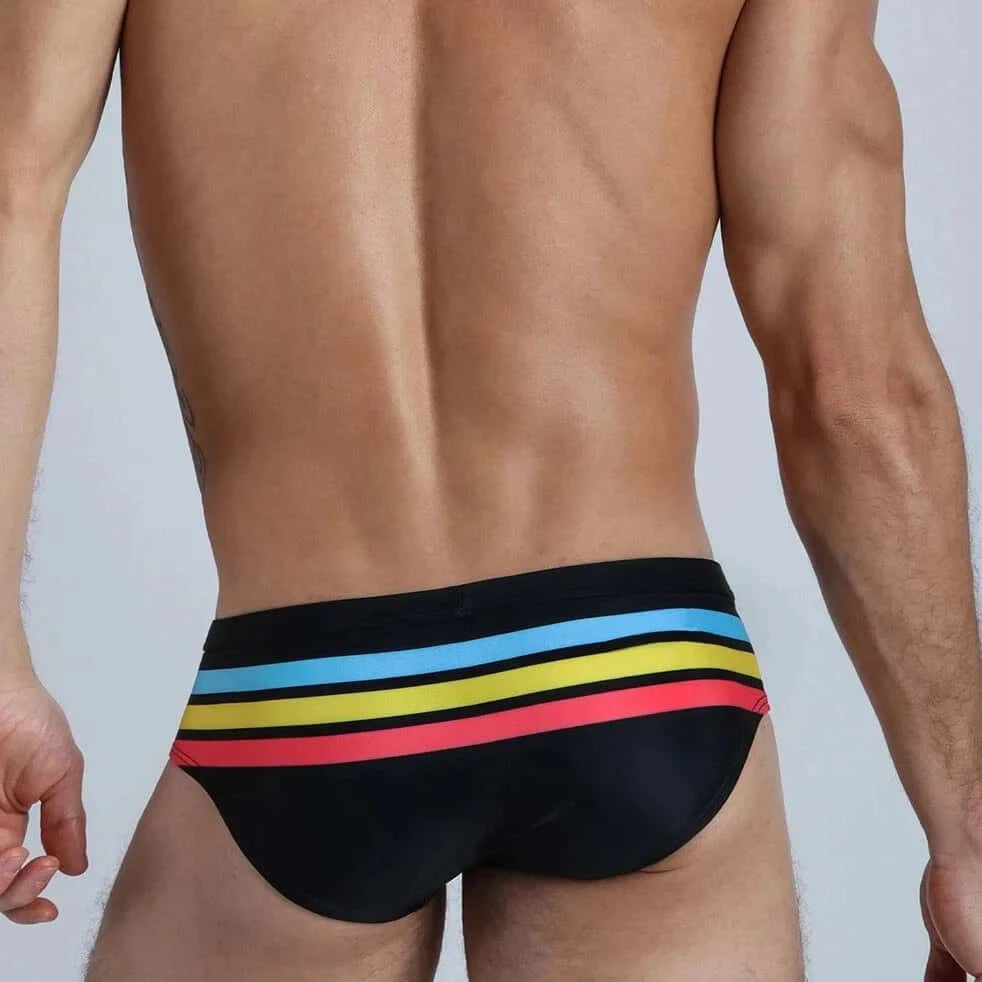 Vibrant Stripes Swim Briefs - YK042 - YDressup