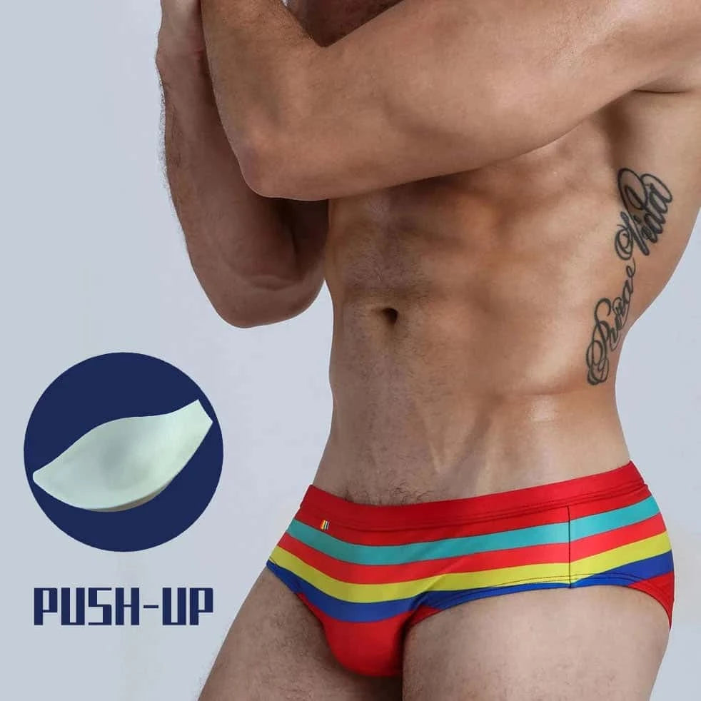 Vibrant Stripes Swim Briefs - YK042 - YDressup