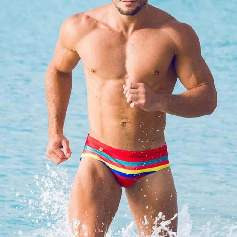 Vibrant Stripes Swim Briefs - YK042 - YDressup