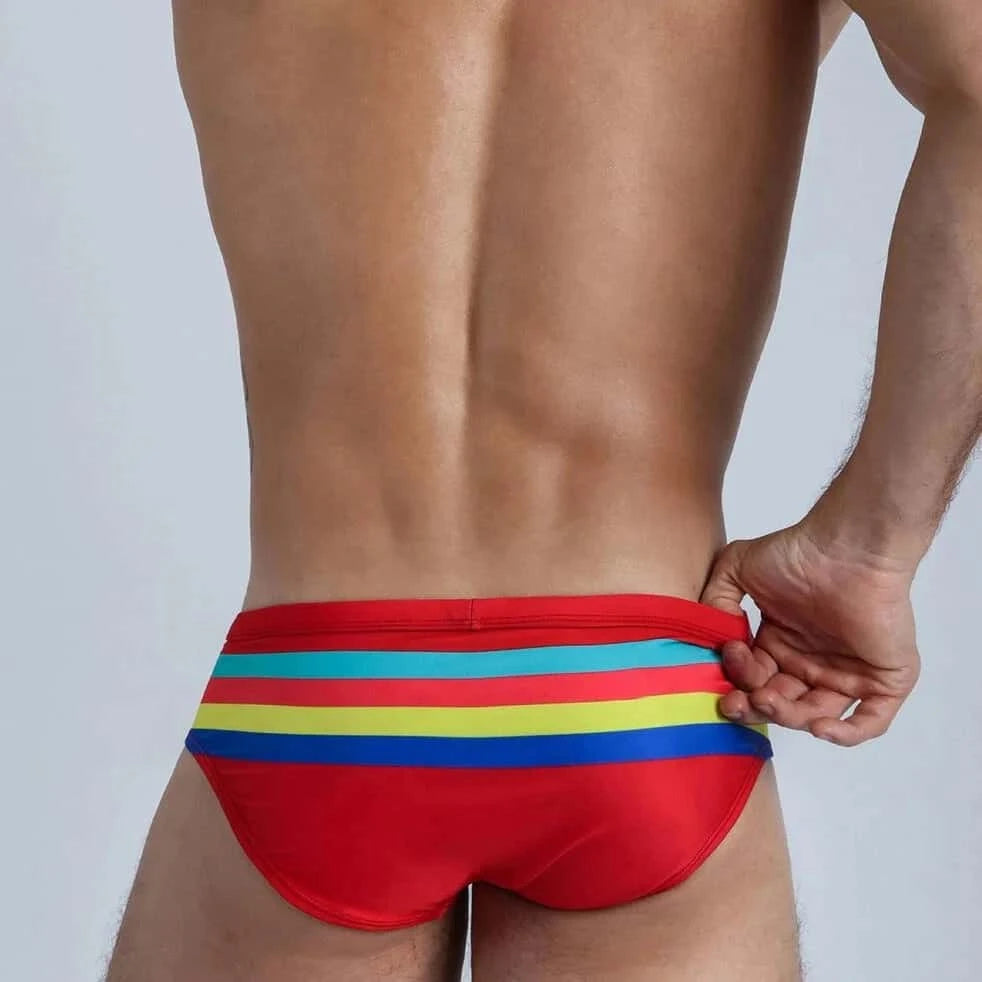 Vibrant Stripes Swim Briefs - YK042 - YDressup
