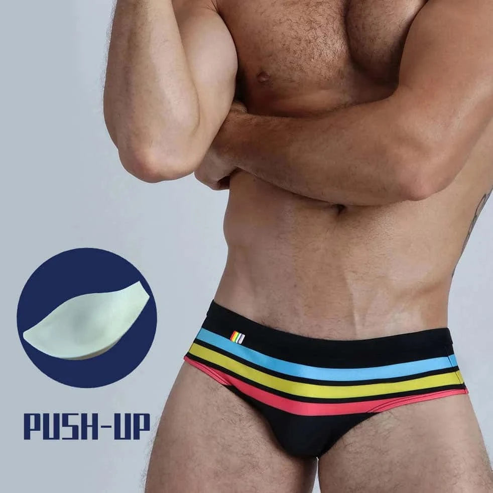 Vibrant Stripes Swim Briefs - YK042 - YDressup