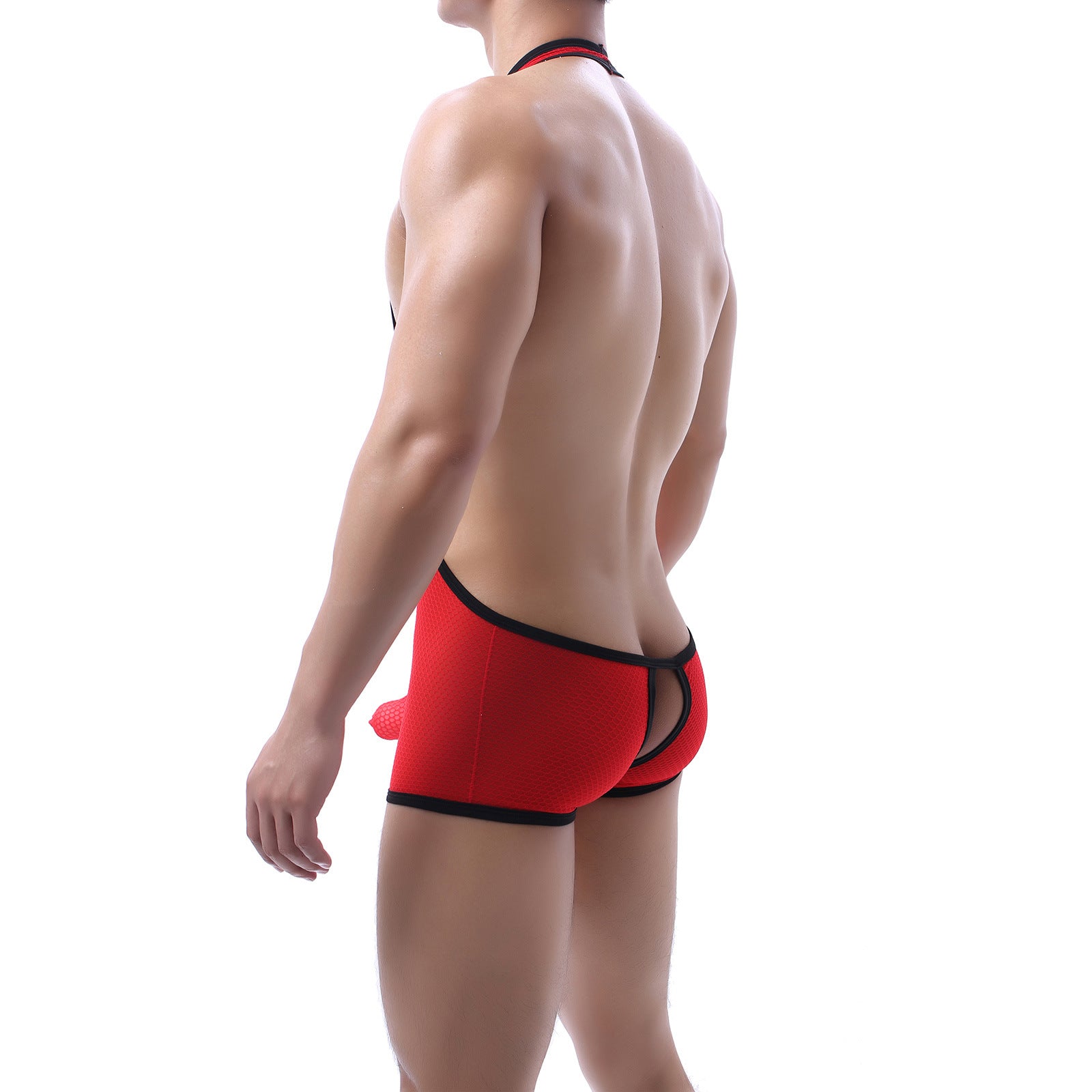 Men's Sexy U-Convex Mesh Bodysuit - LTY048 - YDressup