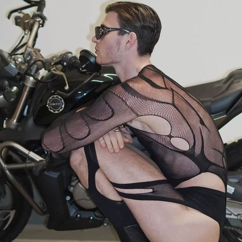 Men's Spider-Style Fishnet Crotchless Stocking - LTW023 - YDressup