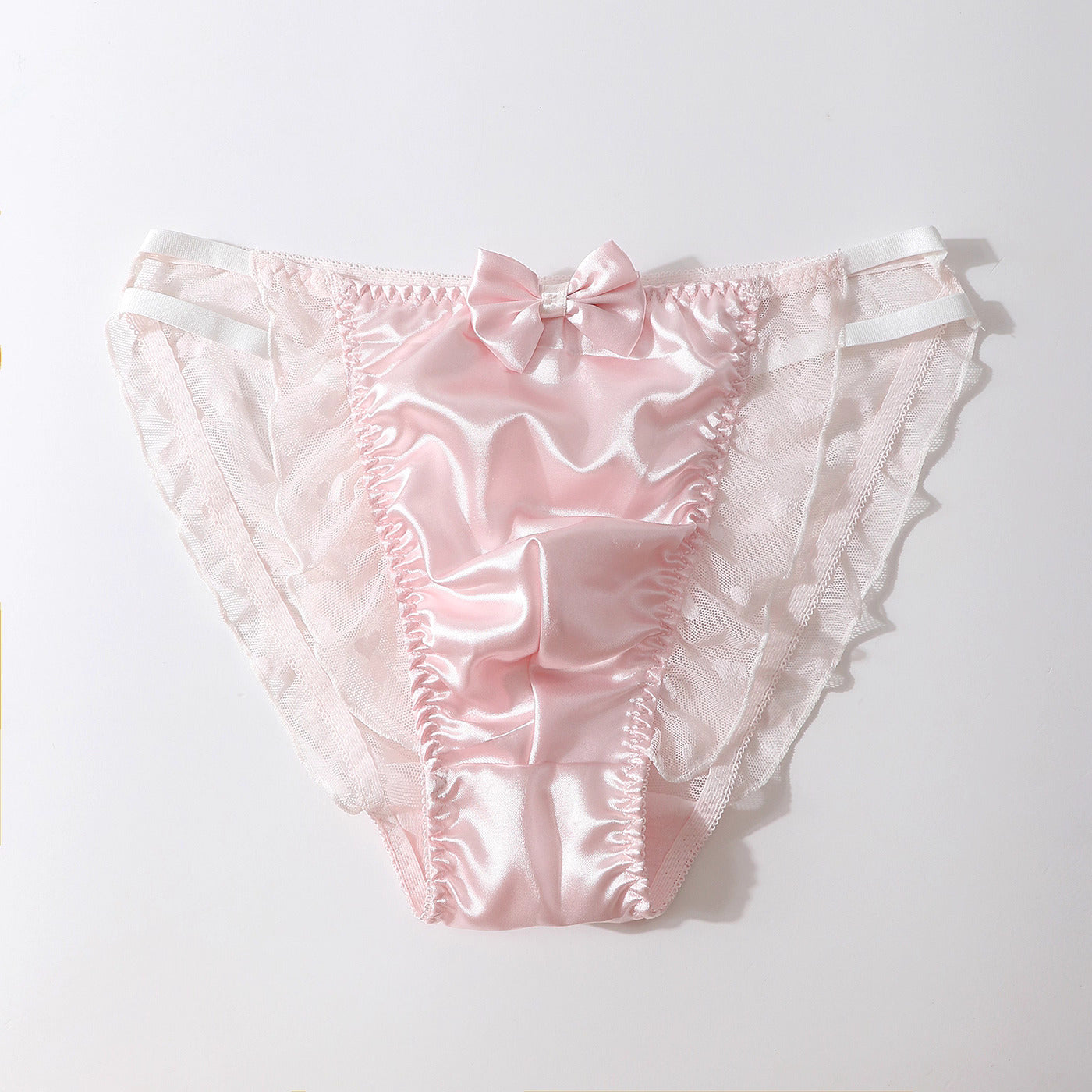 Satin Frilly Men’s Panties with Lace Trim - FU009