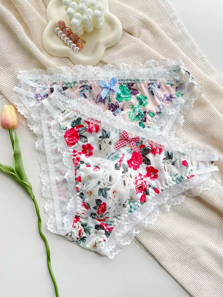 Fancy Floral Satin Lace Men's Panties - FU016