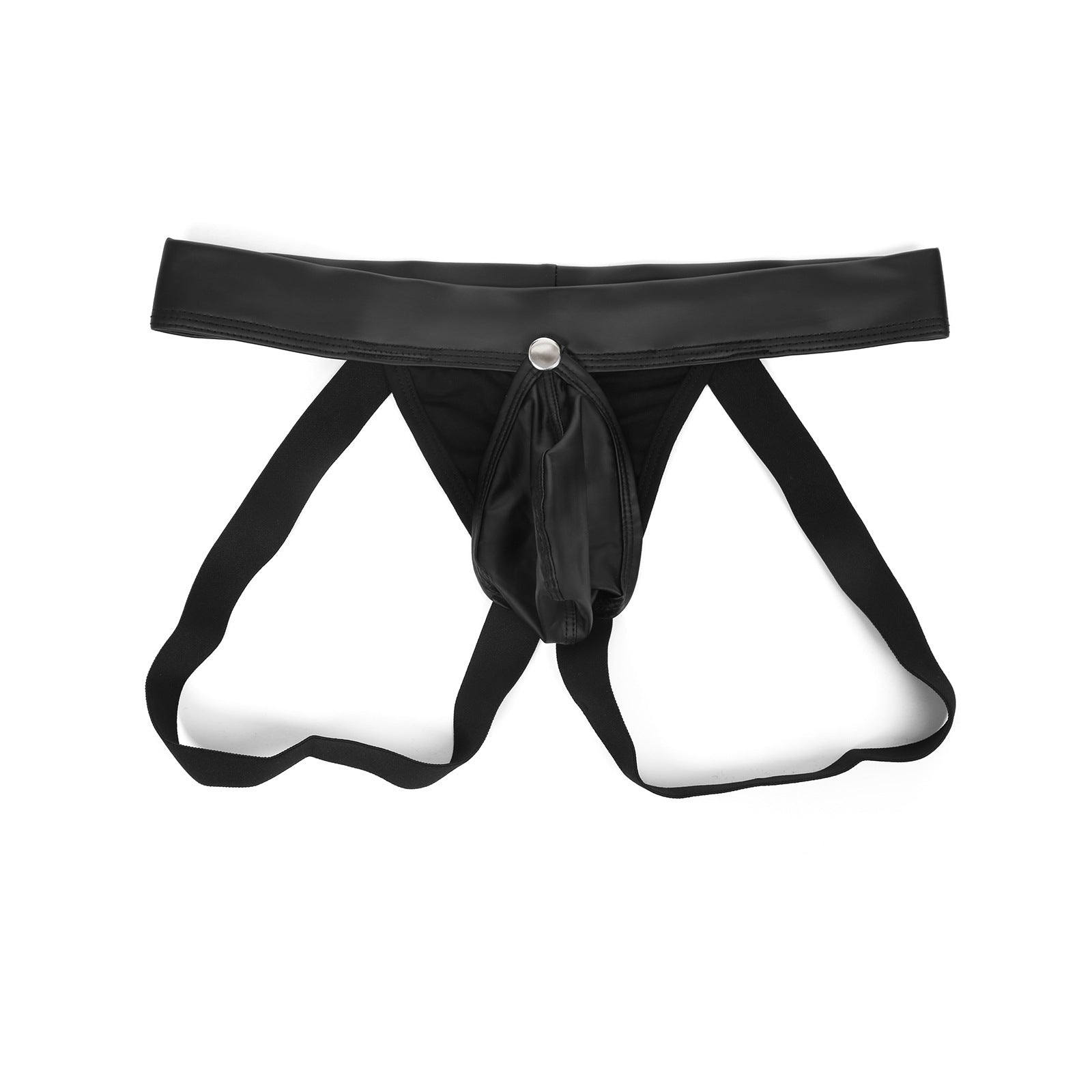 Men's Sexy Rivet Separate Hollow PU Leather Thong - HDZ040
