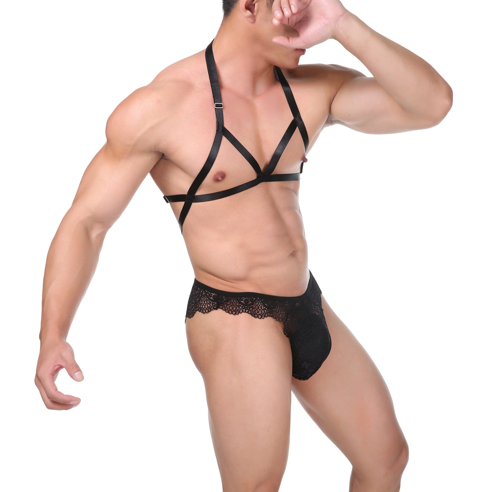 Men's Lace Bra Thongs Underwear Suit - QQNY020 - YDressup