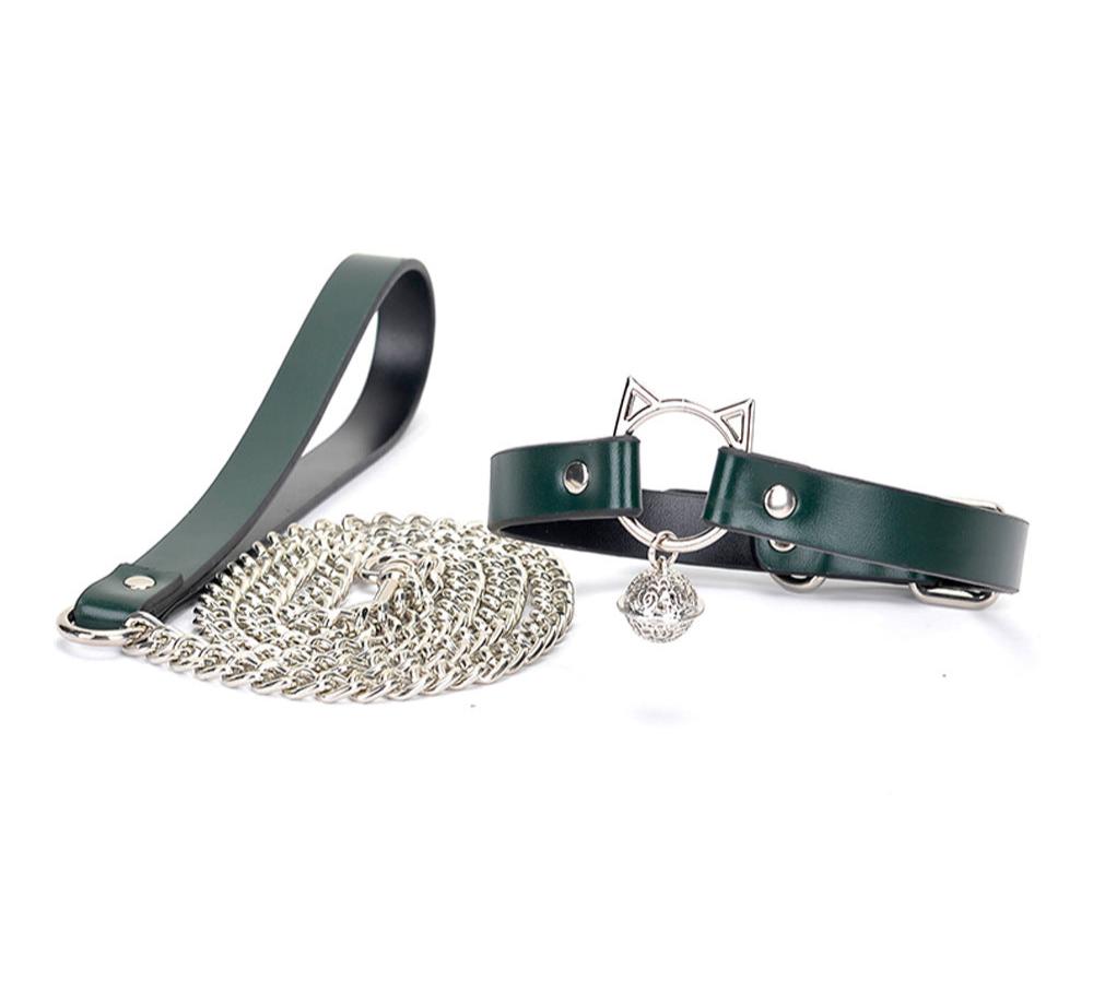Adjustable PU Leather K9 BDSM Collar with Leash - PJ036
