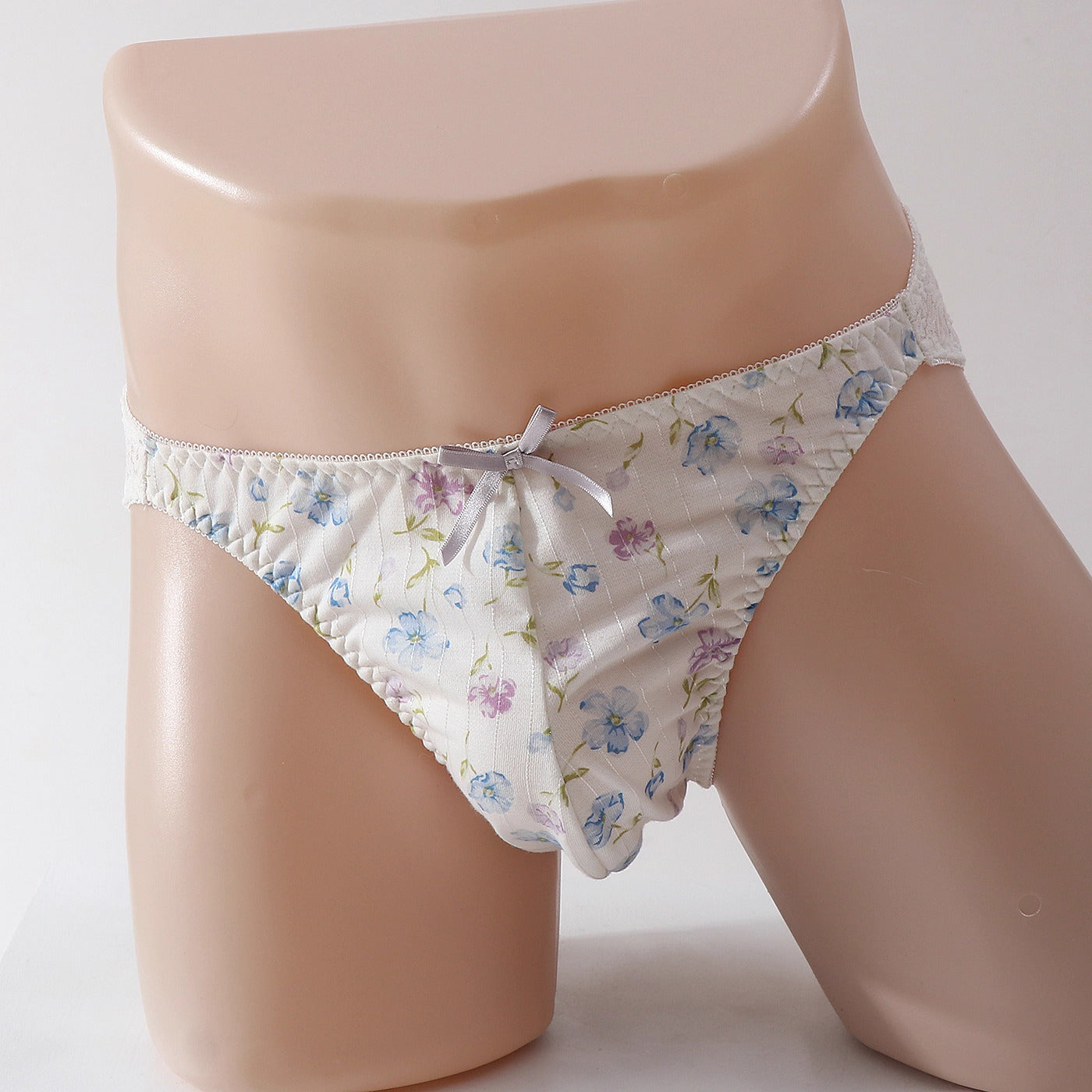 Femboy Floral Lace Thong with Pouch - PU010