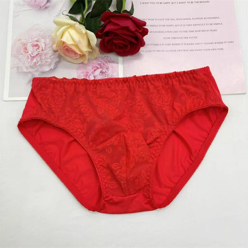 Sexy Floral Lace Mesh Men's Panties - FU018