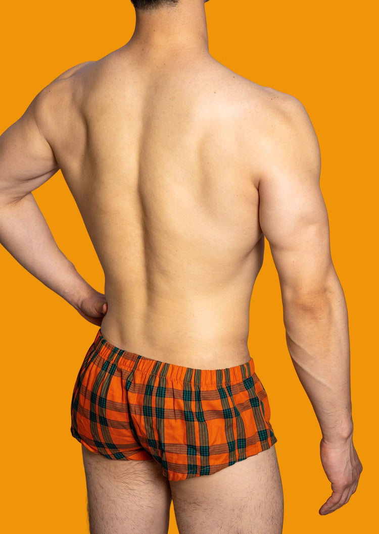 Men's Low-Rise Plaid Simple Home Boxer Briefs - PJK042