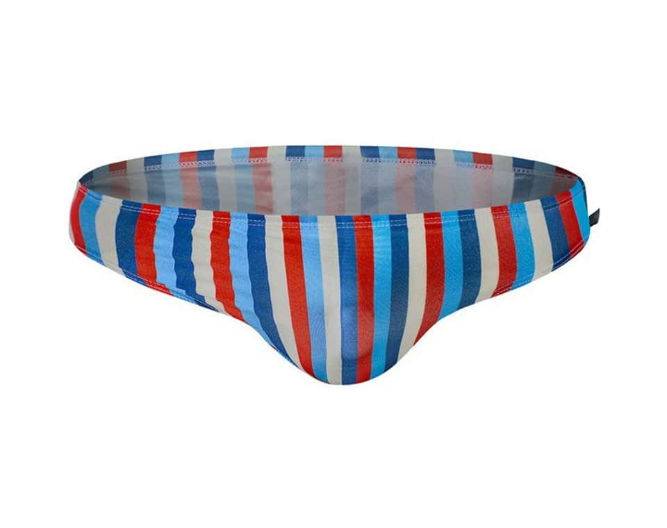Men's Aquatic Rhythms Striped Swim Briefs - YK019 - YDressup