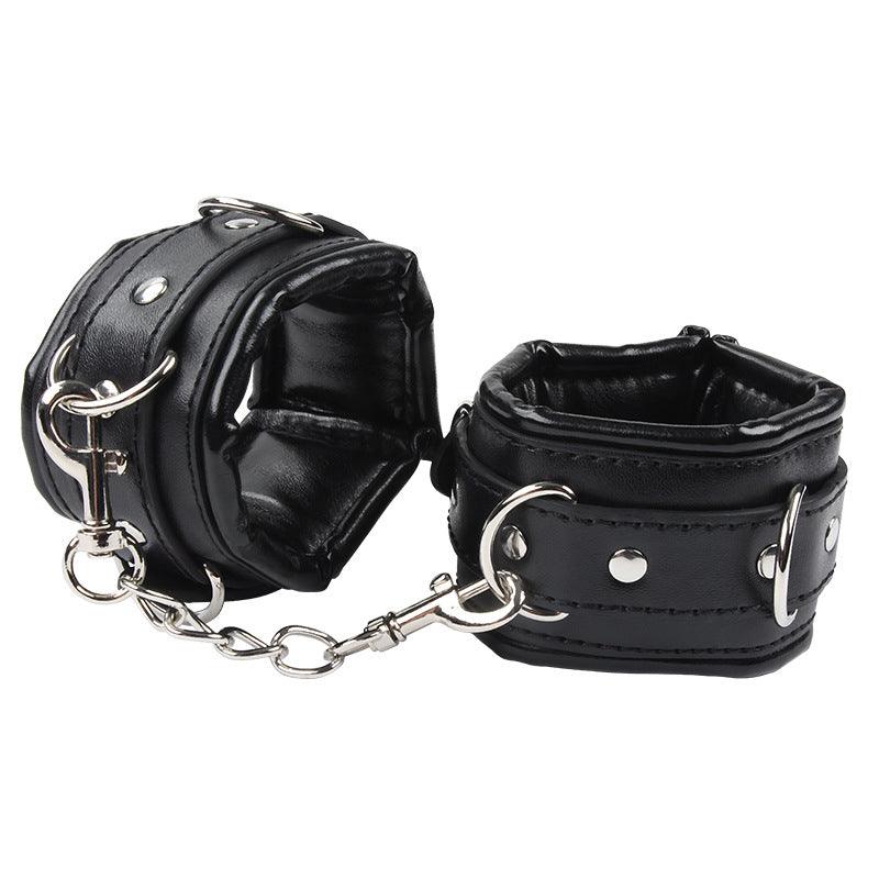 Black And Red Leather Sponge Handcuffs & Anklets - PJ020