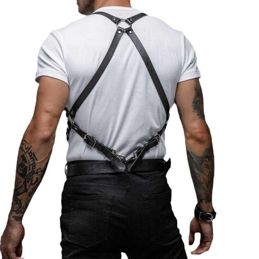Men's Leather Harness Wearing Suit Adjustable Chest Harness - KB001