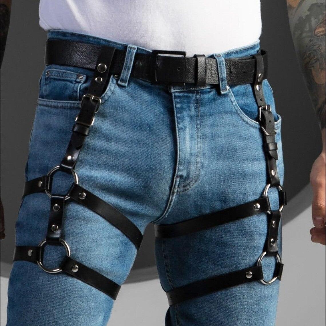 Leather Thigh Leg Garters Belt Harness Punk Body Cage - KB002
