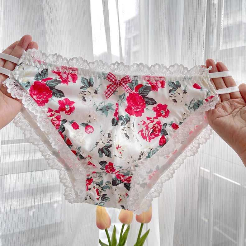 Fancy Floral Satin Lace Men's Panties - FU016