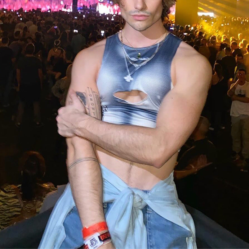 Prowow Men's Hollow Tight Elastic Tank Top with Suspenders - CT004 - YDressup