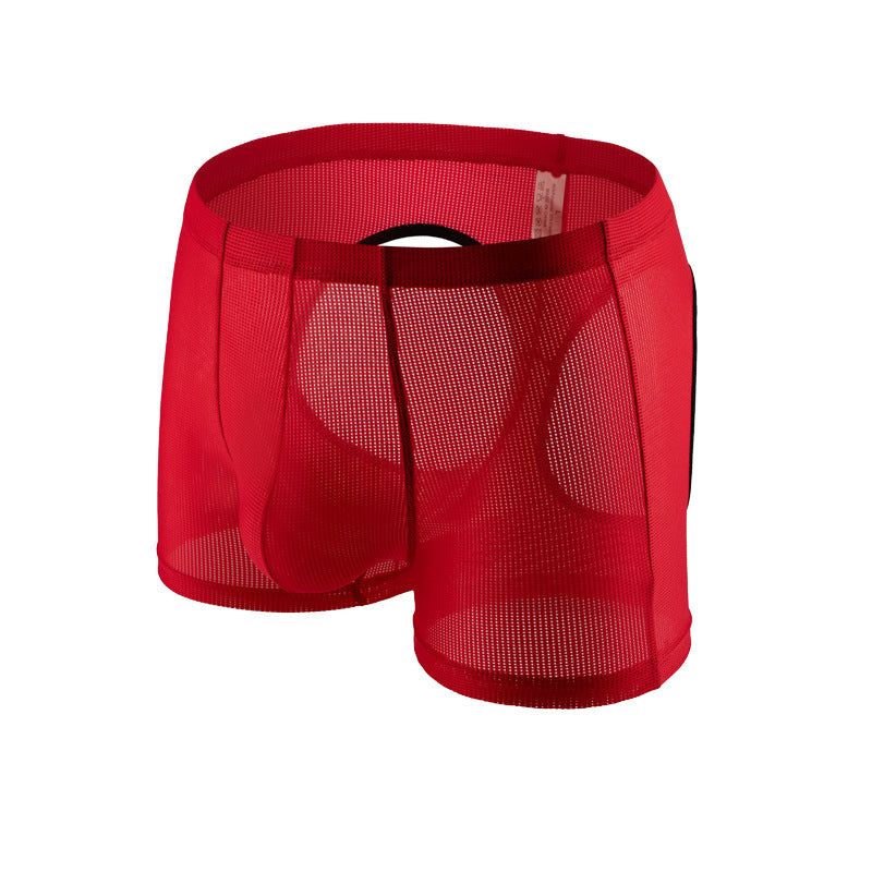 Men's Sexy Mesh Hip Hollow Boxer Briefs - PJK043