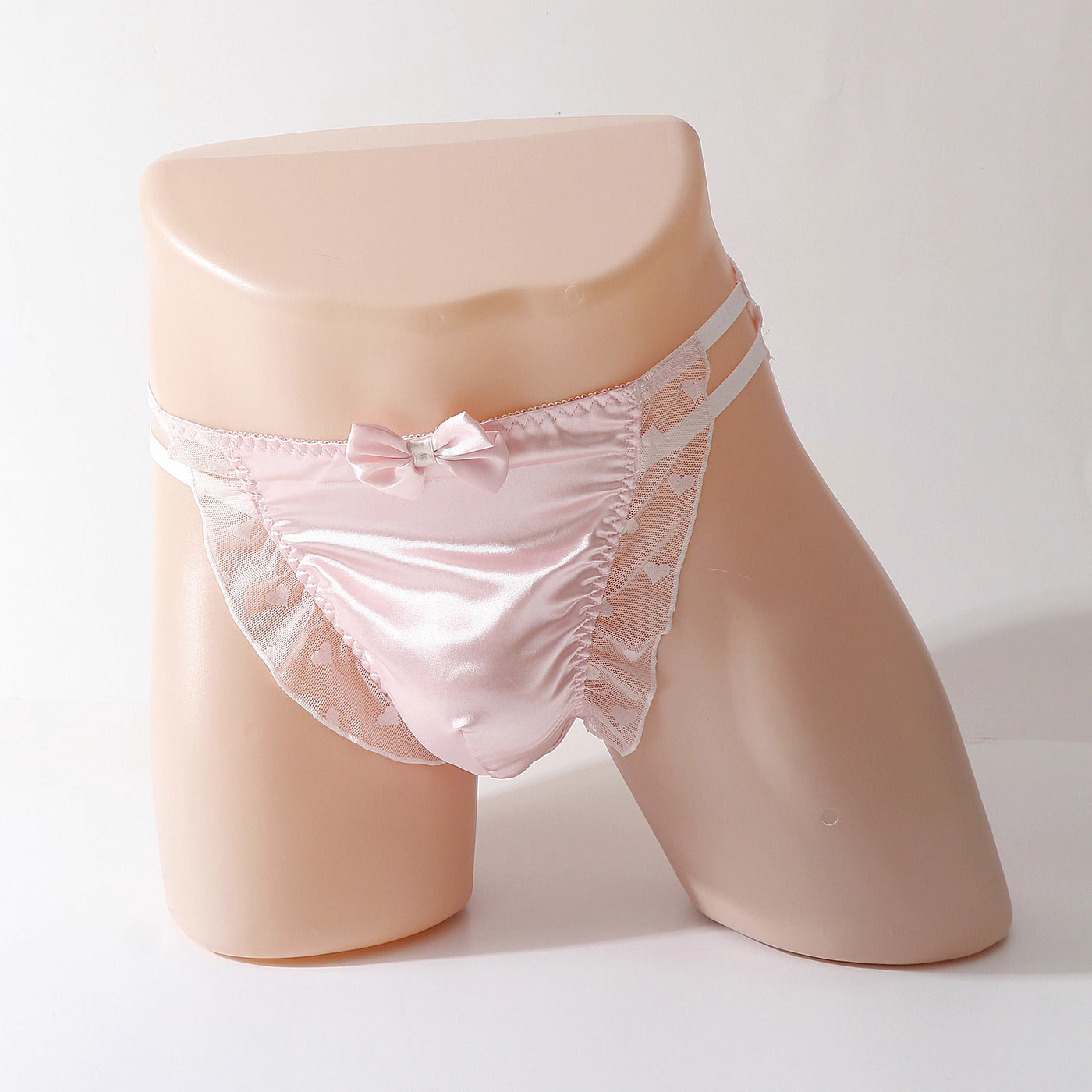 Satin Frilly Men’s Panties with Lace Trim - FU009
