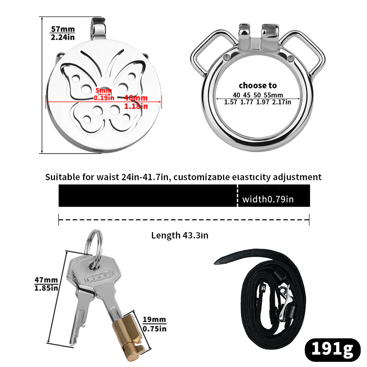 Steel Butterfly Inverted Chastity Cage with Urethral - YJS016