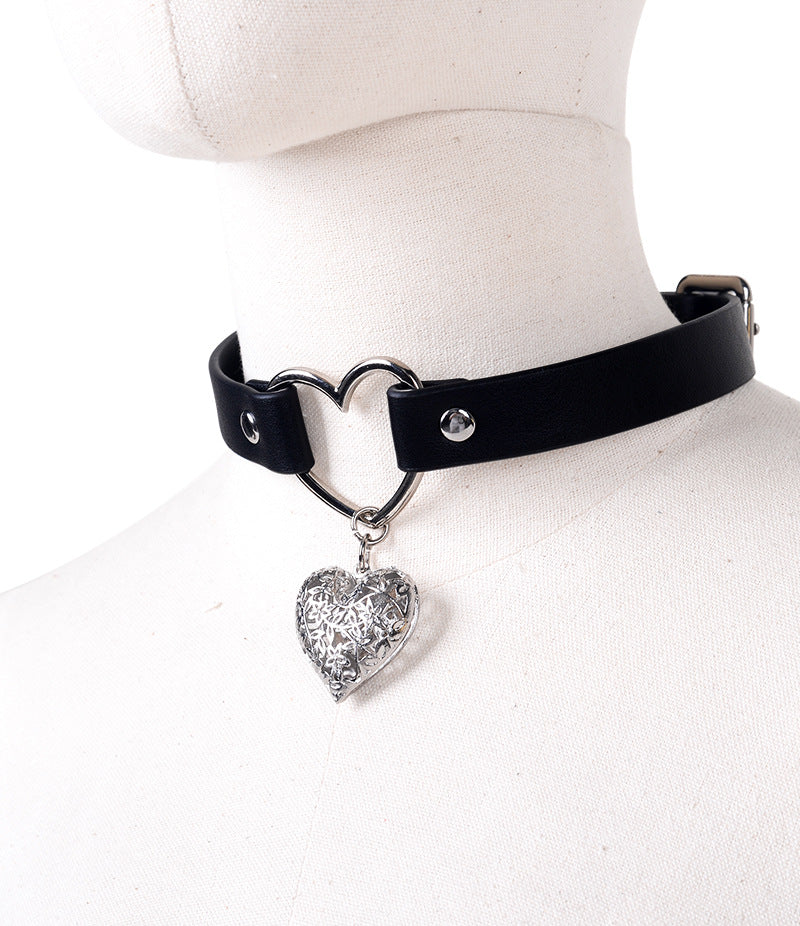 Y2K Punk Goth Heart Body Jewelry Choker with Leash - PJ004