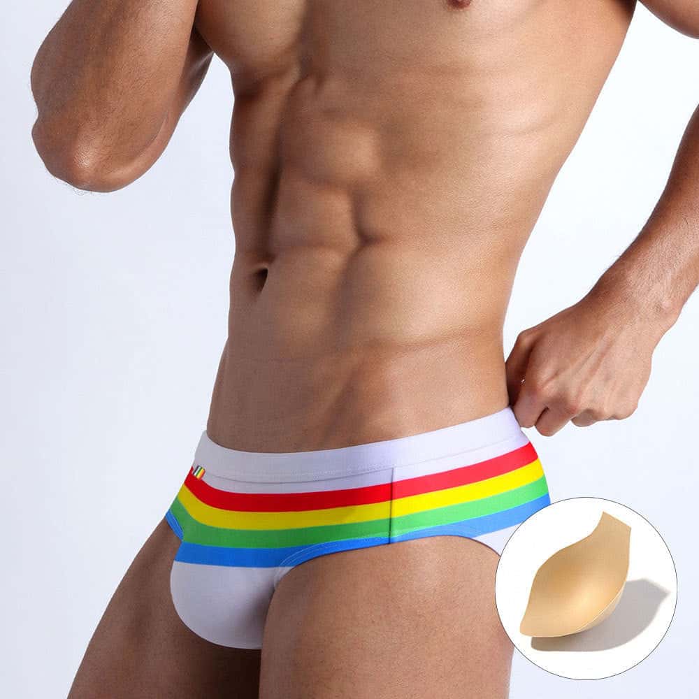 Vibrant Stripes Swim Briefs - YK042 - YDressup