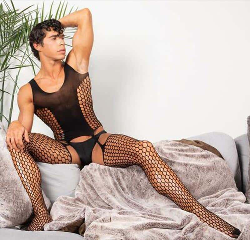Men's Transparent Elastic Pantyhose Bodysuit - LTW007 - YDressup