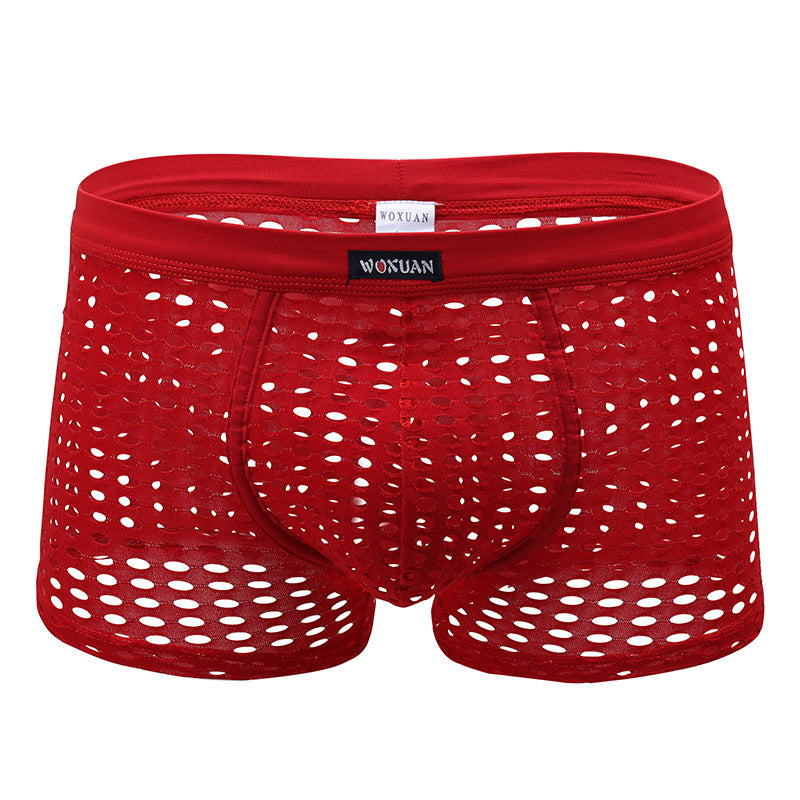 Sexy Underwear Mesh Breathable Boxer Briefs Soft Stretch Trunks - PJK025
