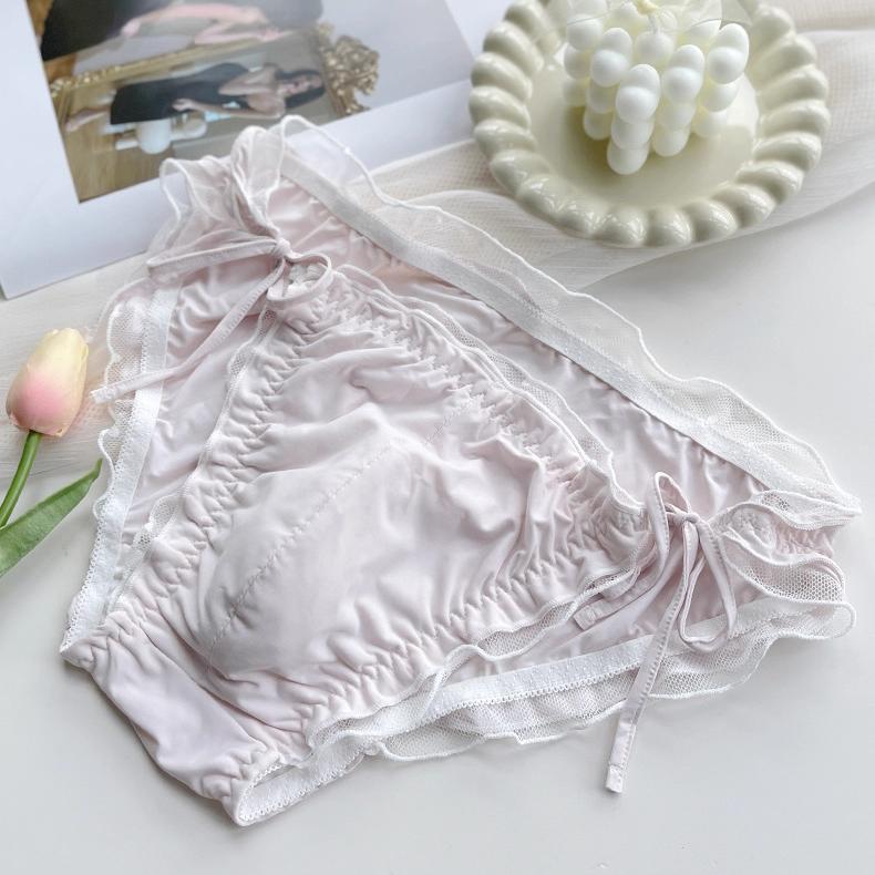 Femboy Satin Side-Tie Panties with Frilly Ruffles - FU004