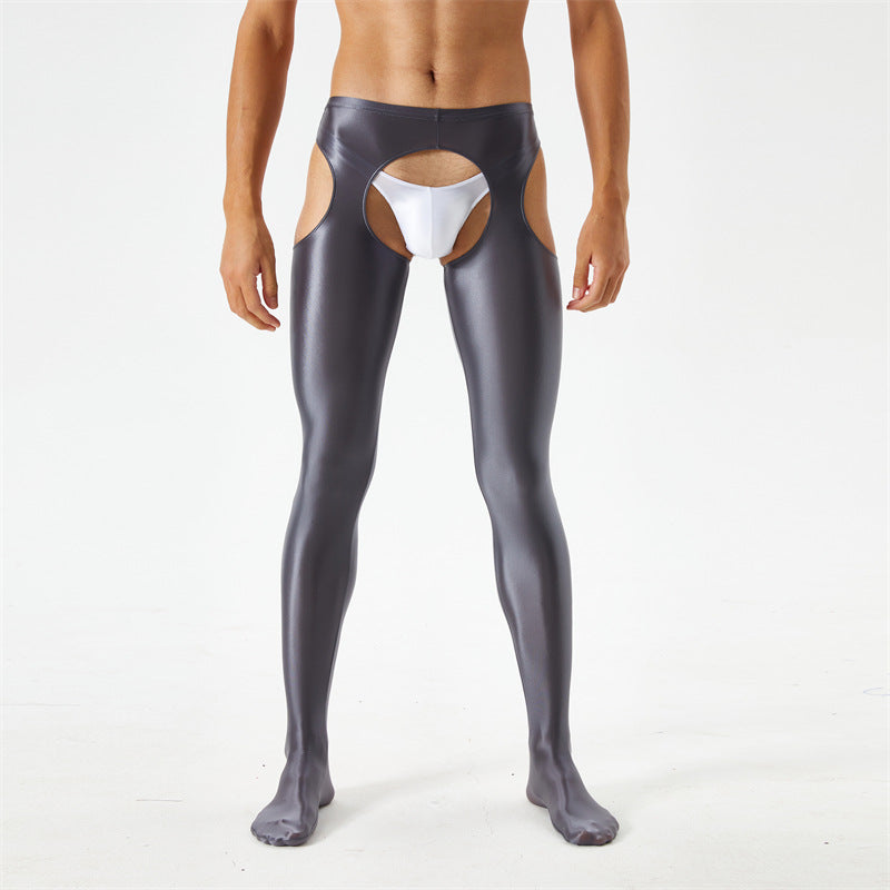 Unisex Glossy Smooth Hollow Out Crotchless Bodystocking Erotic Lingerie - CW001 - YDressup