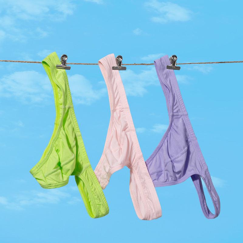 Men's Solid Color Low Rise High Cut Thongs - DZK020 - YDressup