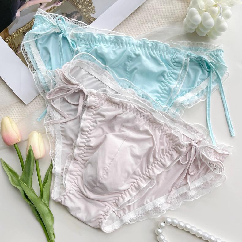 Femboy Satin Side-Tie Panties with Frilly Ruffles - FU004