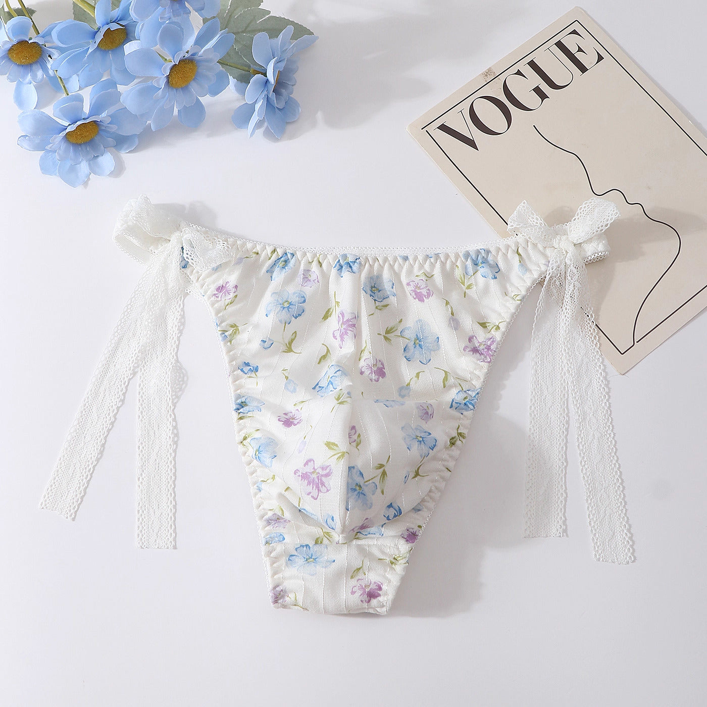 Femboy Floral Lace Thong with Pouch - PU010