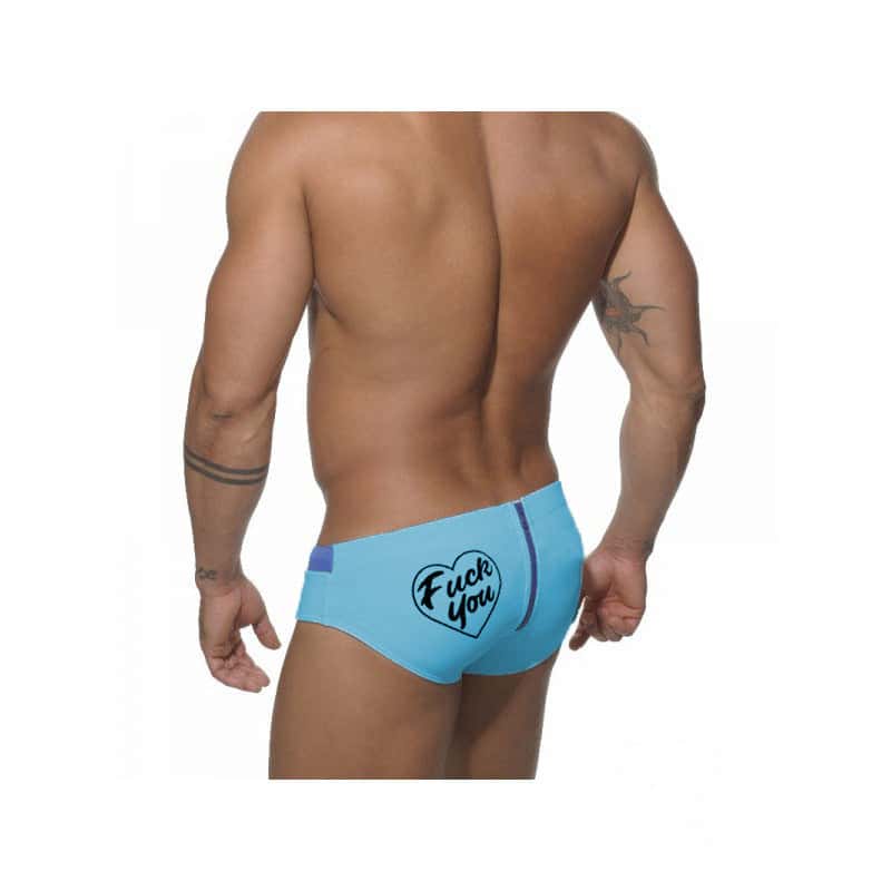 Back Zipper Letter Men's Swim Trunks - YK031 - YDressup
