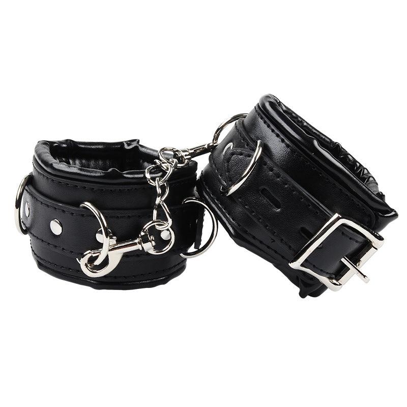 Black And Red Leather Sponge Handcuffs & Anklets - PJ020